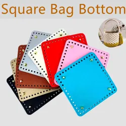 Square PU Bag Bottom DIY Handmade Bag Accessorie With Holes Rivet For Knitting Handbag Women Shoulder Crossbody Bag 15cm Parts
