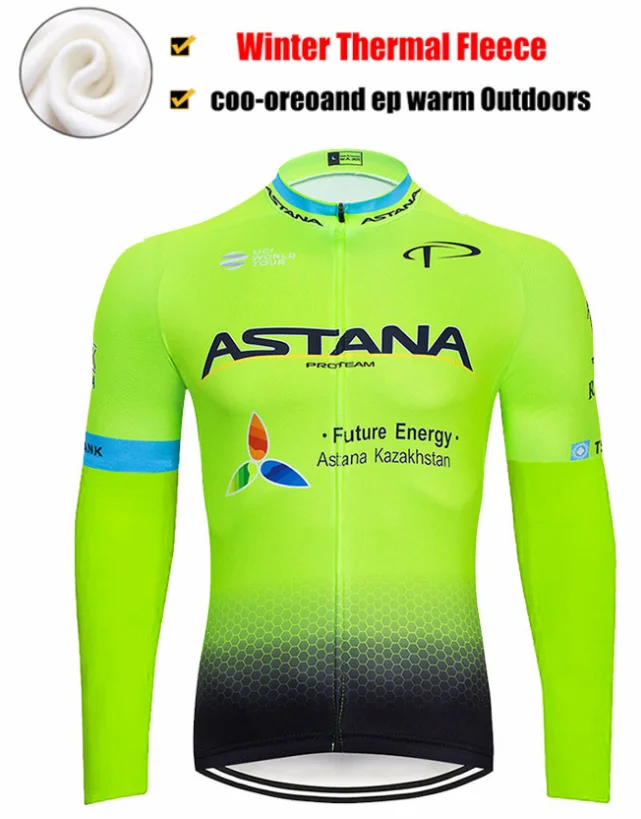 Астана Pro Team, Мужская зимняя теплая флисовая велосипедная футболка, комплект теплой одежды, ropa ciclismo MTB, велосипедная Спортивная одежда для велоспорта
