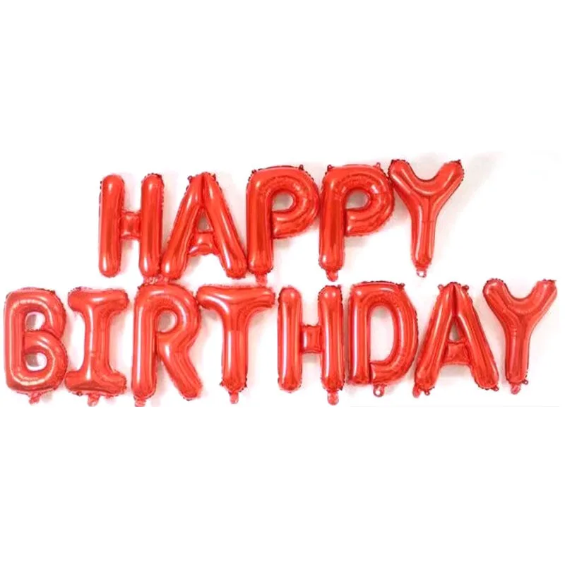 13pcs letter red С днем рождения воздушные шары радужные буквы фольгированные шары Золотой Черный Алфавит воздушный шар для украшения дня рождения - Цвет: 13pcs letter red