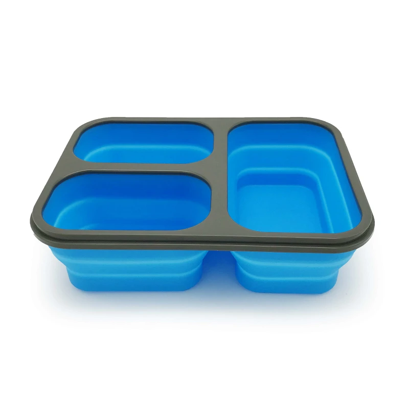 1PC 3 Grid 1100ml Silicone Collapsible Portable Lunch Box Large Capacity Bowl Lunch Bento Box Folding Lunchbox Eco-Friendly
