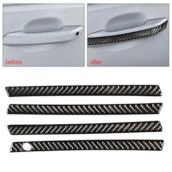 

4pcs Outer Door Handle Cover Trim Carbon Fiber Sticker Fits for Audi A4 B9 2017 2018 2019 car accessories