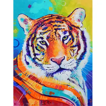 

7Pink Tiger Styling Diamond Painting 5D DIY Round Drill Canvas Family Hand Painded Kid Gift For House Decoration Wall Artworks