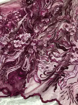 

Latest African Lace Fabric Bridal Nigerian Sequins Lace Fabric 2020 High Quality Lace French Tulle Lace Fabric mv506