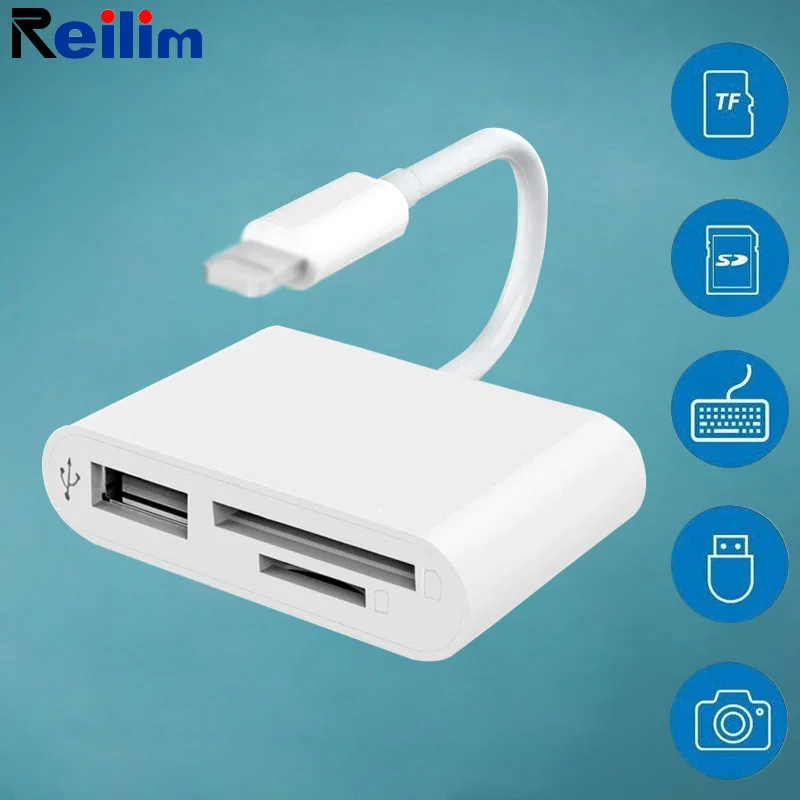 3 в 1 OTG USB адаптер для камеры lightning к SD TF кардридер комплект iphone ipad apple ios 13 камера