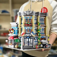 Criador especialista vista de rua ug10199 3111 pces estação de polícia bricktoria modular moc tijolos modelo blocos de construção brinquedo grande emporium