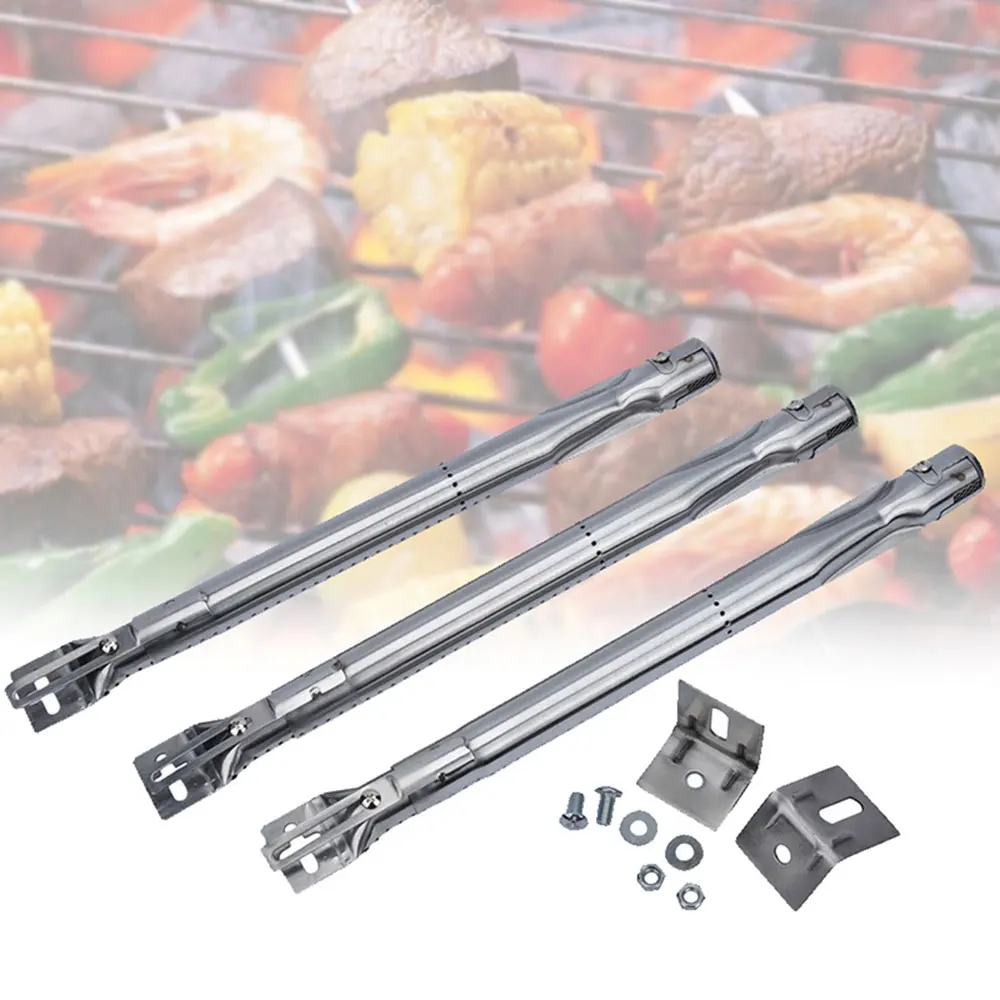 3Pcs BBQ Gas Grill Universal Replacement Stainless Steel Tube Burners Durable 