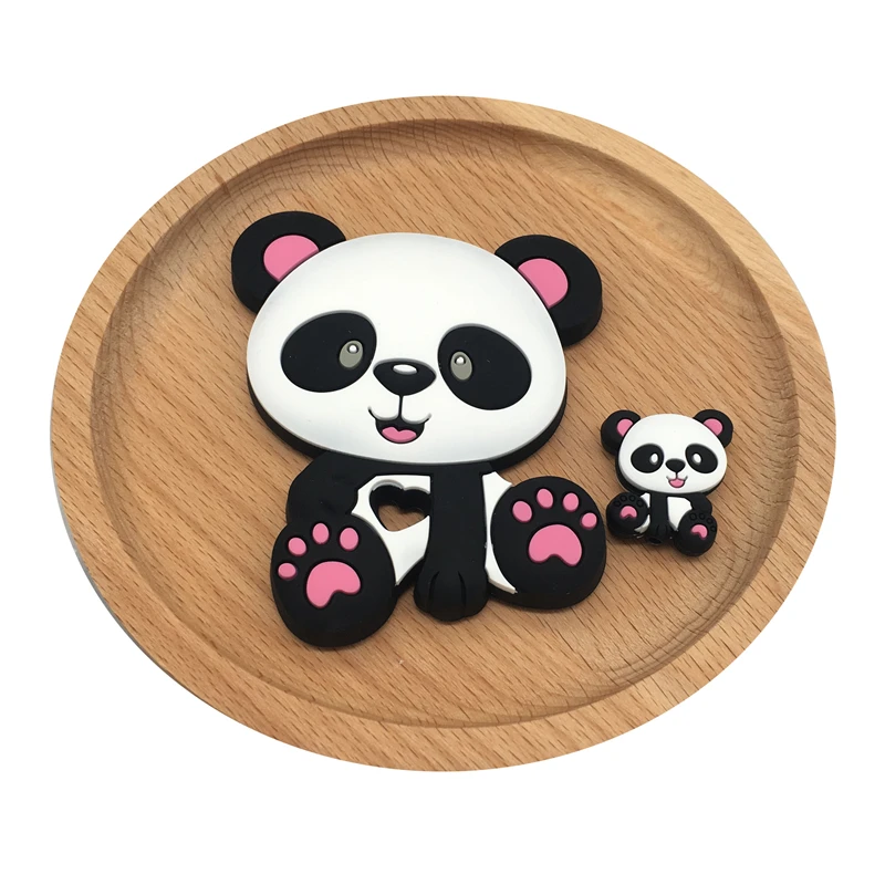 

2pcs Baby Silicone Teethers BPA Free Toddler Teething Toys Cute Panda Baby Teether Mini Silicone Beads DIY Chew Necklace