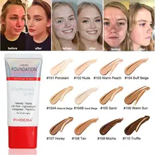 PHOERA New Foundation Cream Soft Matte Long Wear Oil Control Concealer Liquid Foundation Cover Freckles Acne Marks Women Makeup dermacol brand high quality concealer liquid foundation cover freckles acne marks waterproof professional primer cosmetic makeup