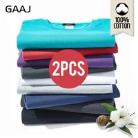 2019 GAAJ T Shirt Men 100 Cotton 2 Pieces Pcs Lot Tshirt Basic Blank T-shirt Mens Tshirt 2 Pack Solid Top Streetwear Tee Shirt