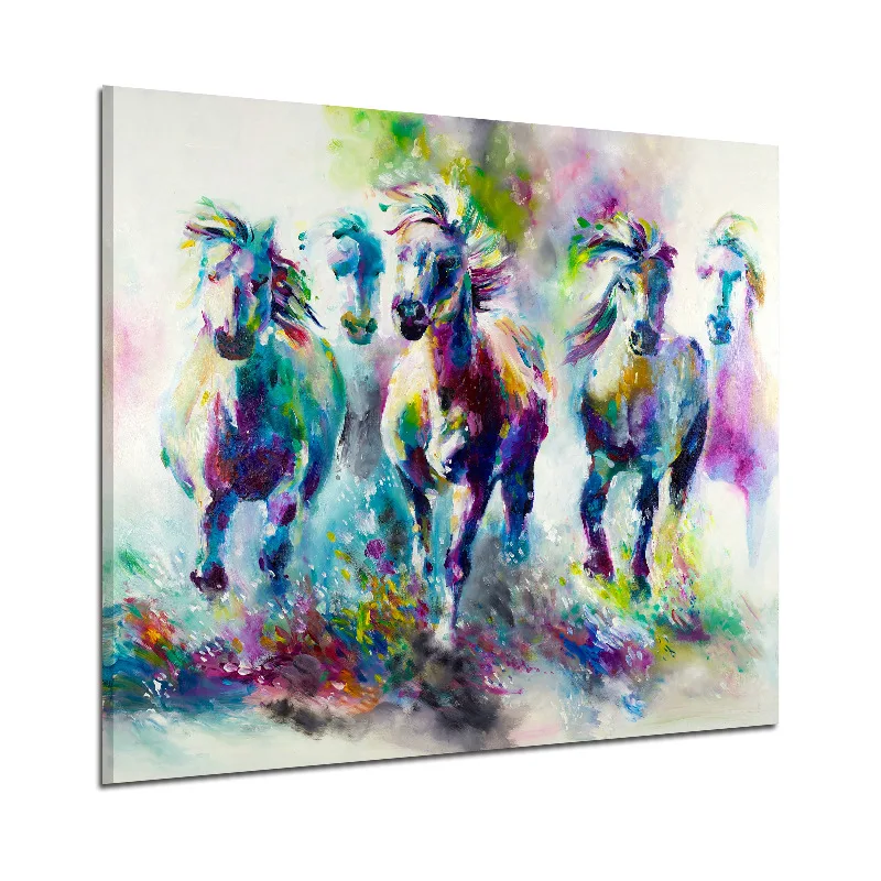 

Watercolor Animal Horse Galloping Animal Living Room Decorative Painting Frameless Computer Spray-print Canvas Restaurant Hangin