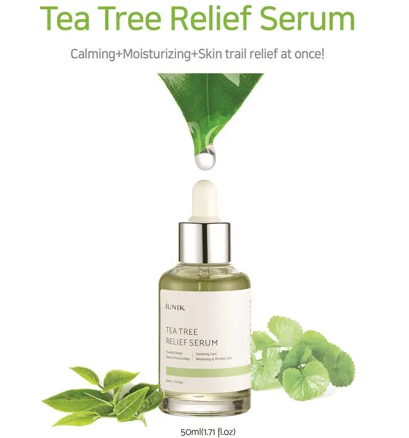 IUNIK tea Tree Relief сыворотка 50 мл Сыворотка для обработки шрамов крем для удаления угрей, акне эссенция для лица увлажняющий, против морщин