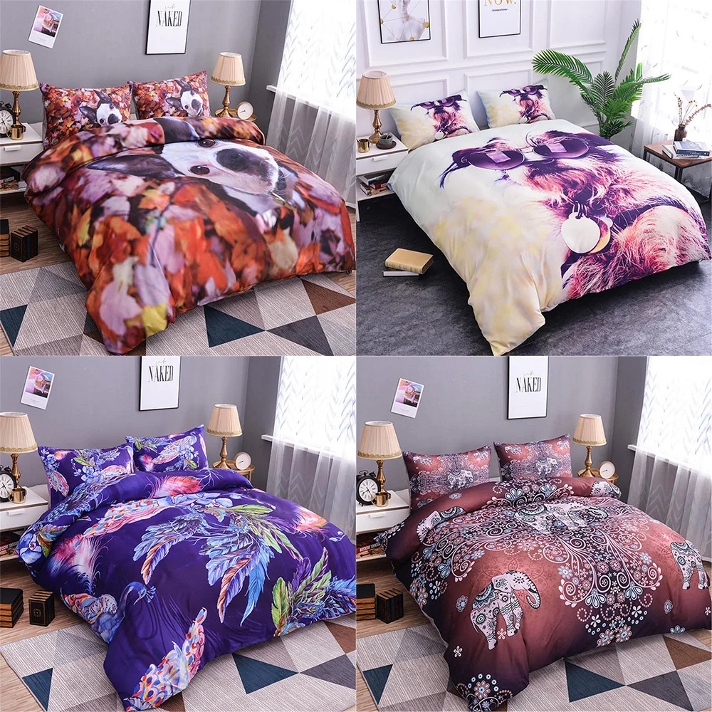 

Homesky 3D Cute Dog Bedding Set Animal Elephant Duvet Cover Set Twin Full Queen King Sizes ComforterBed Set Bedclothes