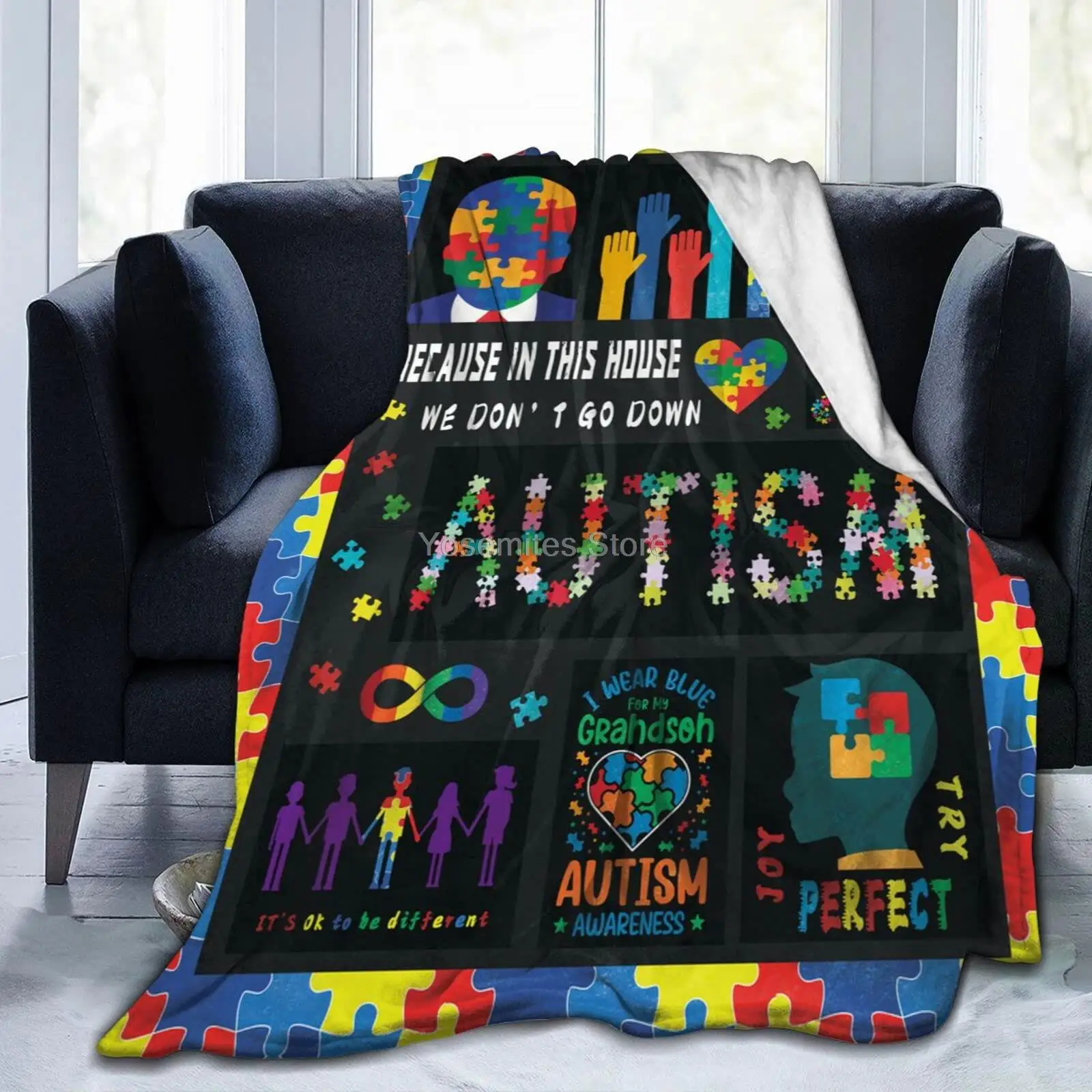 

Autism Awareness Soft Throw Blanket for Women Men Kid Lightweight Fleece Blanket/ for Couch Sofa