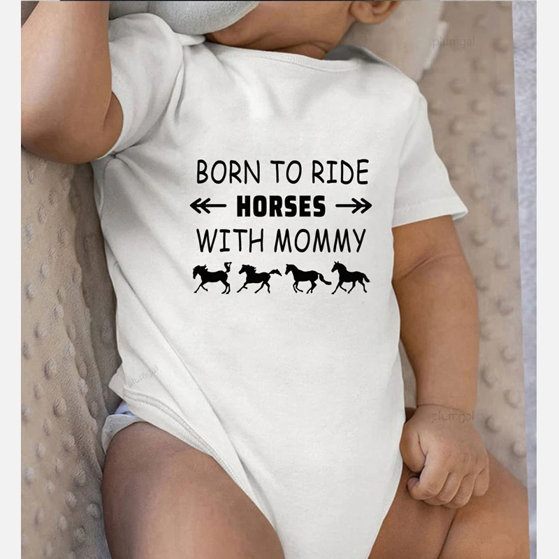 Ride Horses Print Mommy Baby Girls Clothes Winter One Piece Toddler Jumpsuits Cotton Romper for Babies Newborn Girl Outfit Baby Bodysuits classic