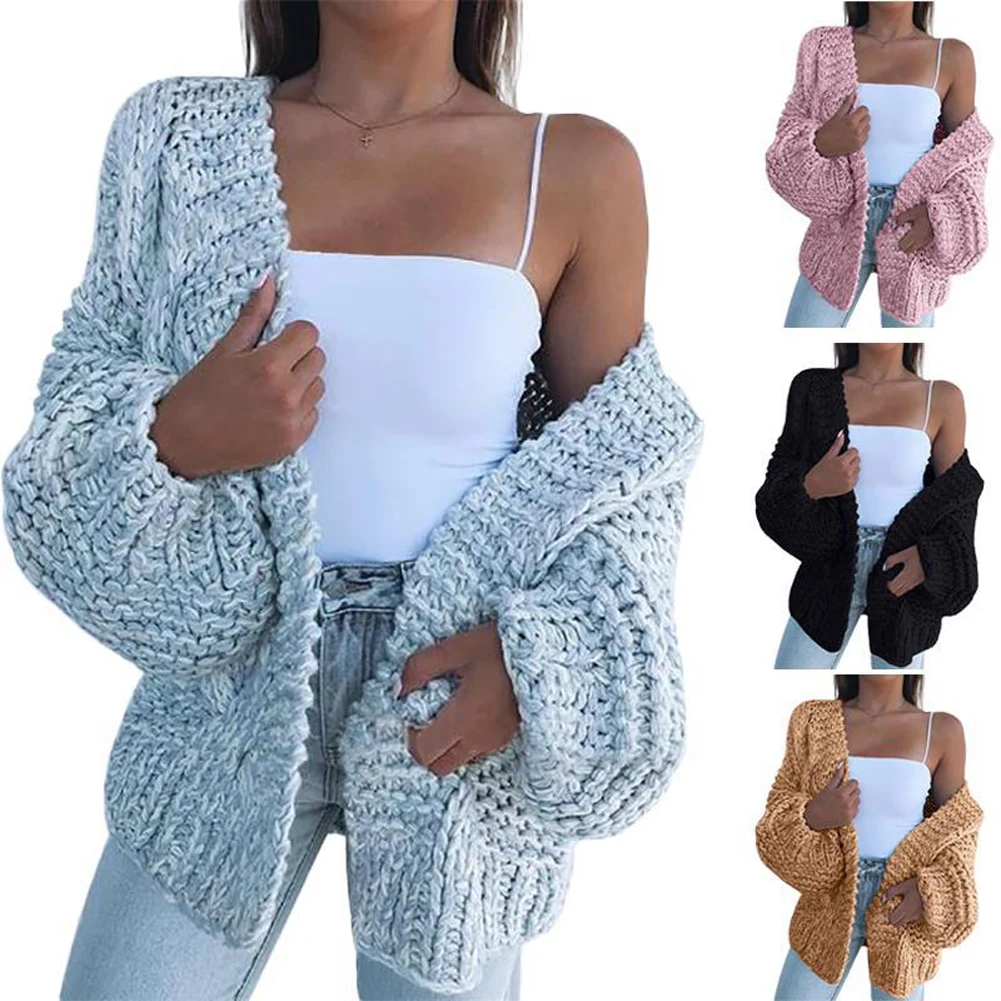 

Female Autumn Sweater Cardigans Solid Color Long Sleeve Cardigan Coat Tops for Women