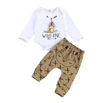 Fox Print Baby Romper Set 1
