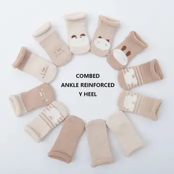 

Multi-colorSpring Winter Children Socks Warm And Cute Three Pairs Children's Terry Thick Socks Organic Cotton Baby Tube Socks y
