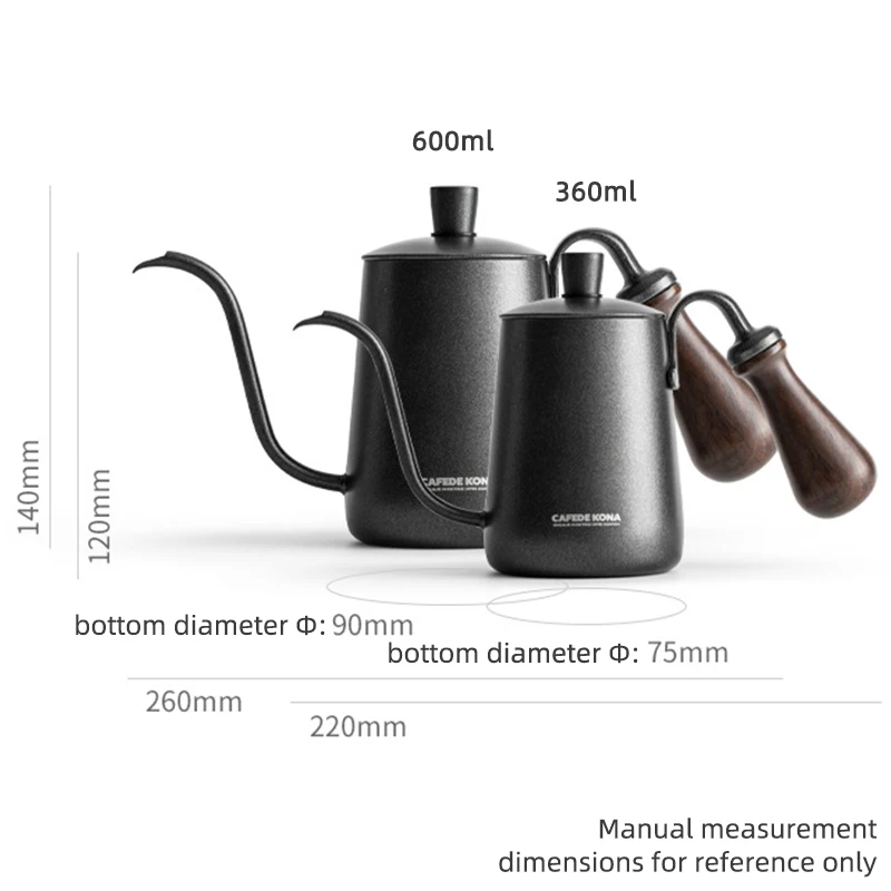 CAFEDE KONA чайник для кофе и чая 12 унций/360 мл Палисандр Ручка из нержавеющей стали гусиная шея Специальный чайник с длинным носиком