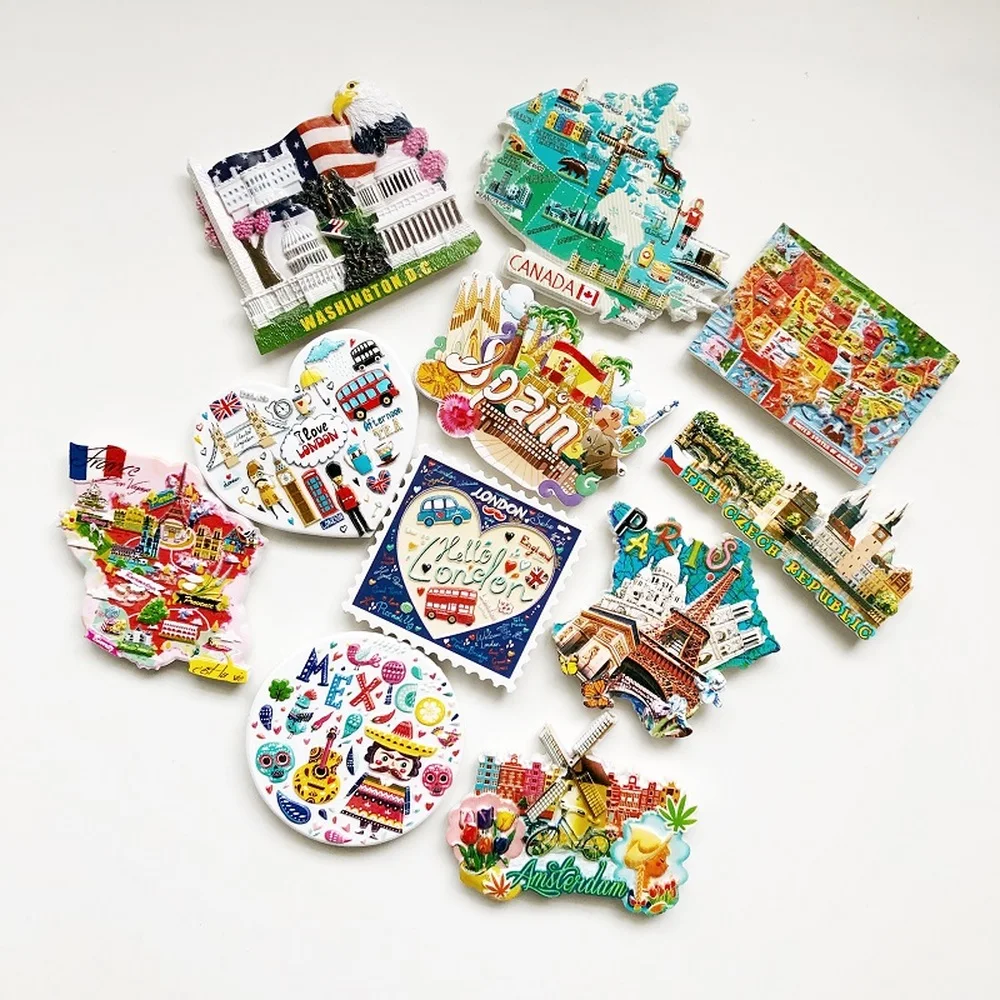 BABEMEMI USA Canada Japan Mexico Italy Australia Thailand London New York Fridge Magnets Souvenir Refrigerator Magnetic Sticker|Магниты на