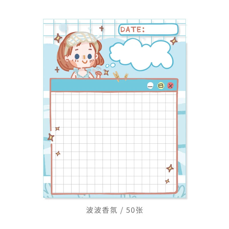 50 шт./компл. Kawaii бумаги для заметок на клейкой основе стильная футболка с изображением персонажей видеоигр график To Do List кавайные этикетки офисные школьные принадлежности, блокноты в стационарный Блокнот - Цвет: 4