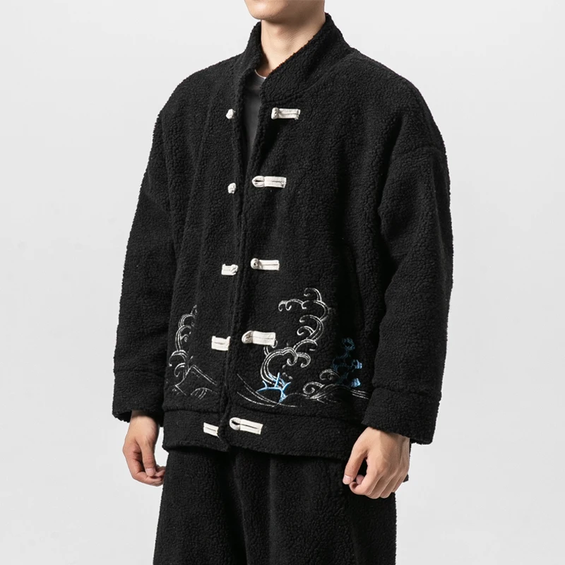 Sinicism Store, Мужская винтажная бархатная хлопковая куртка, осенняя утолщенная тонкая куртка, Мужская Уличная куртка в китайском стиле, 5XL - Цвет: 1744Black