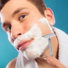 Classic Manual Shaving Razor With Lens Case For Mens Wet Shaving Long Handle Double-sided Blade With Brush And A Box Of Blades