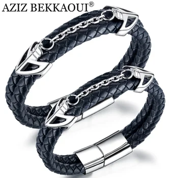 

AZIZ BEKKAOUI Stainless Steel Magnet Buckle Multi-layer Leather Bracelet High-quality Fiber Synthetic Leather Bracelet Dropship