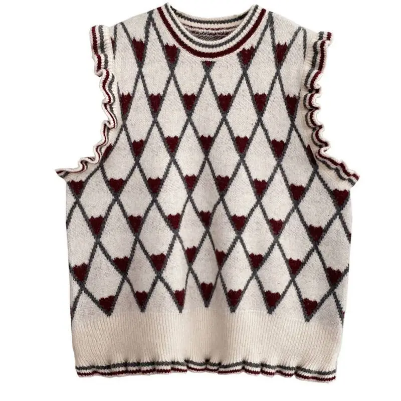 

2020 Korean Women's Sweater Vest Autumn New Style Casual Loose O Neck Gray Outer Wear Ladies Sleeveless Knitted Waistcoat