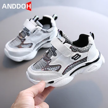 

Size 21-30 Breathable Anti-slippery Sneakers for Children Unisex Wear-resistant Casual Shoes Baby Soft Bottom Hook Loop Shoes