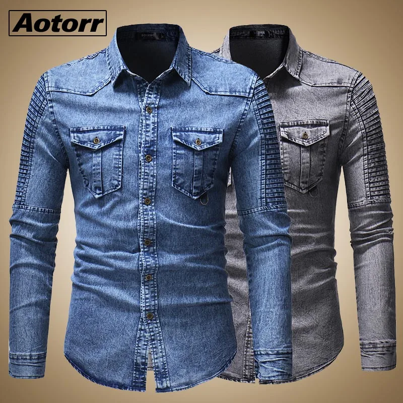 

Men Slim Jeans Jackets Men's Casual Denim Jacket Thirts Trendy Fashion Hip Pop Streetwear Solid Jeans Jackets Male Cowboy Coats