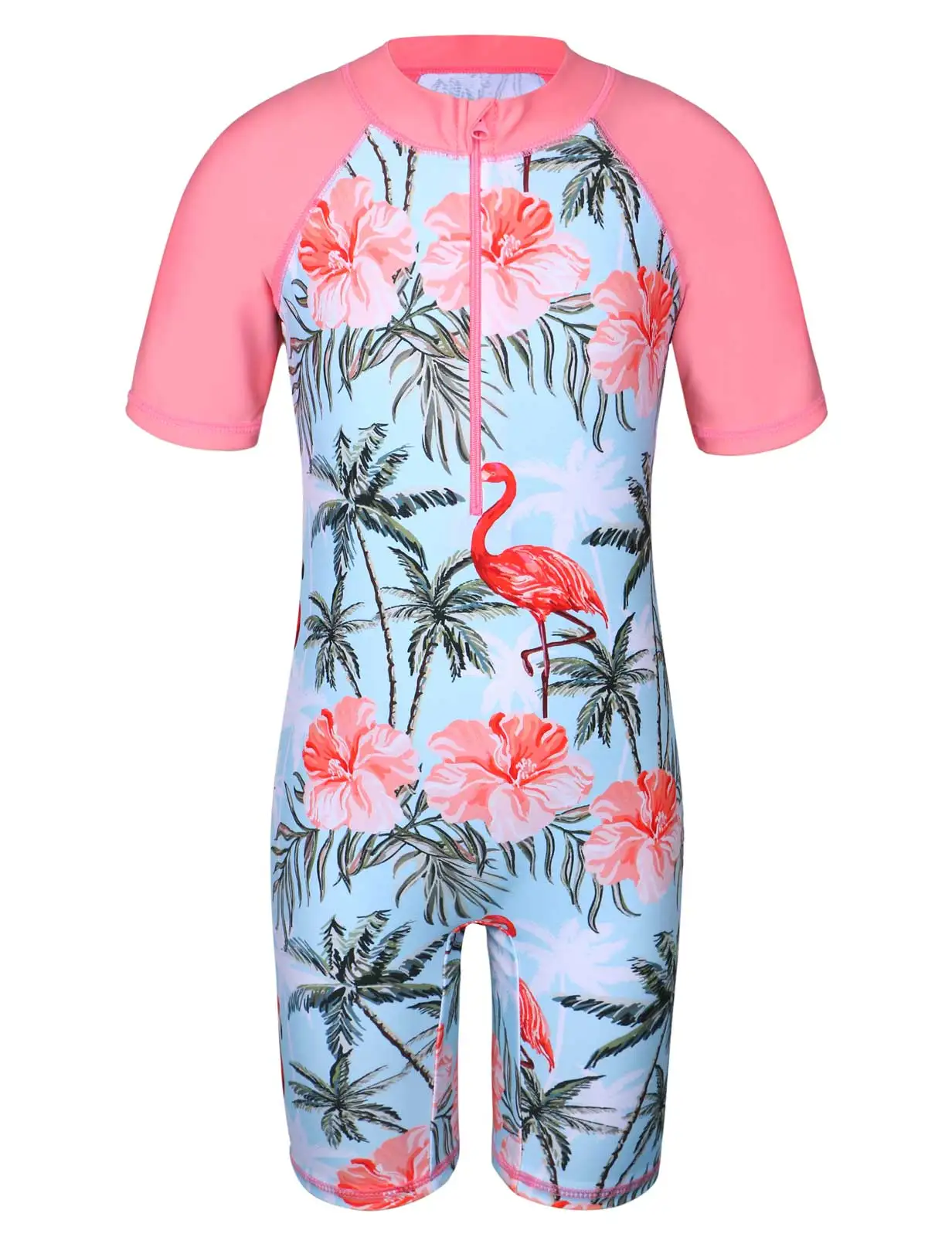 One Piece Swimsuit Children Swimsuit Children Swimsuits BAOHULU Kids Swimsuit UPF 50+ UV Swimwear Sun Protective One Piece Flower Beachwear Bodysuit with Ziper Surfing Suit Rashguard