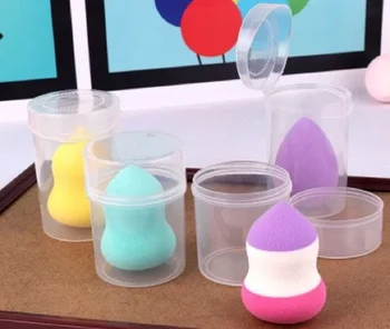 

1PC Round Plastic Transparent Empty Makeup Sponge Puff Holder Stand Storage Box Cosmetic Beauty Egg Packaging Puff Case Box