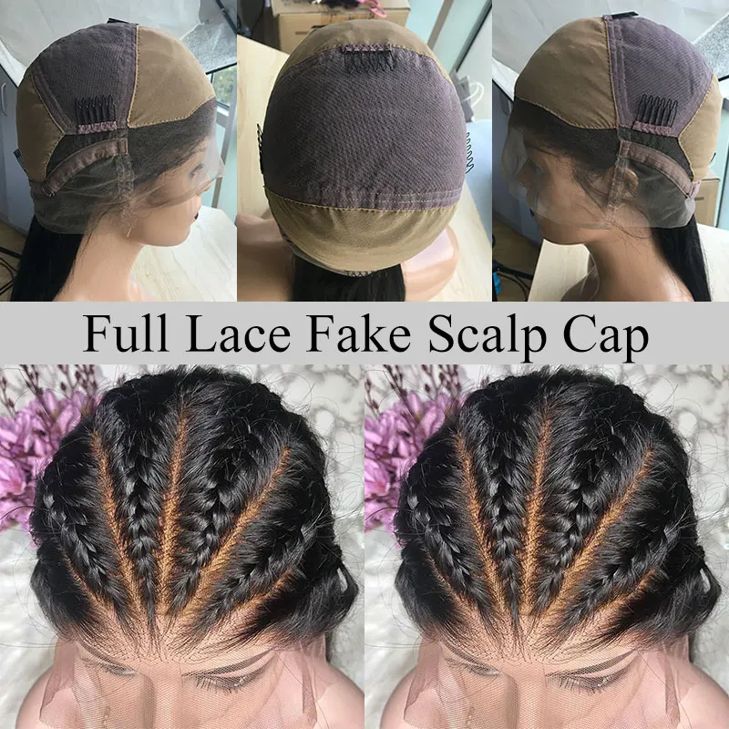 Fake Scalp Lace Кудрявый прямой 250 плотность бесклеевой полный кружевной парик бразильский предварительно сорванный полный кружевной человеческие волосы парики с детскими волосами Ever beauty - Цвет: Fake Scalp Lace
