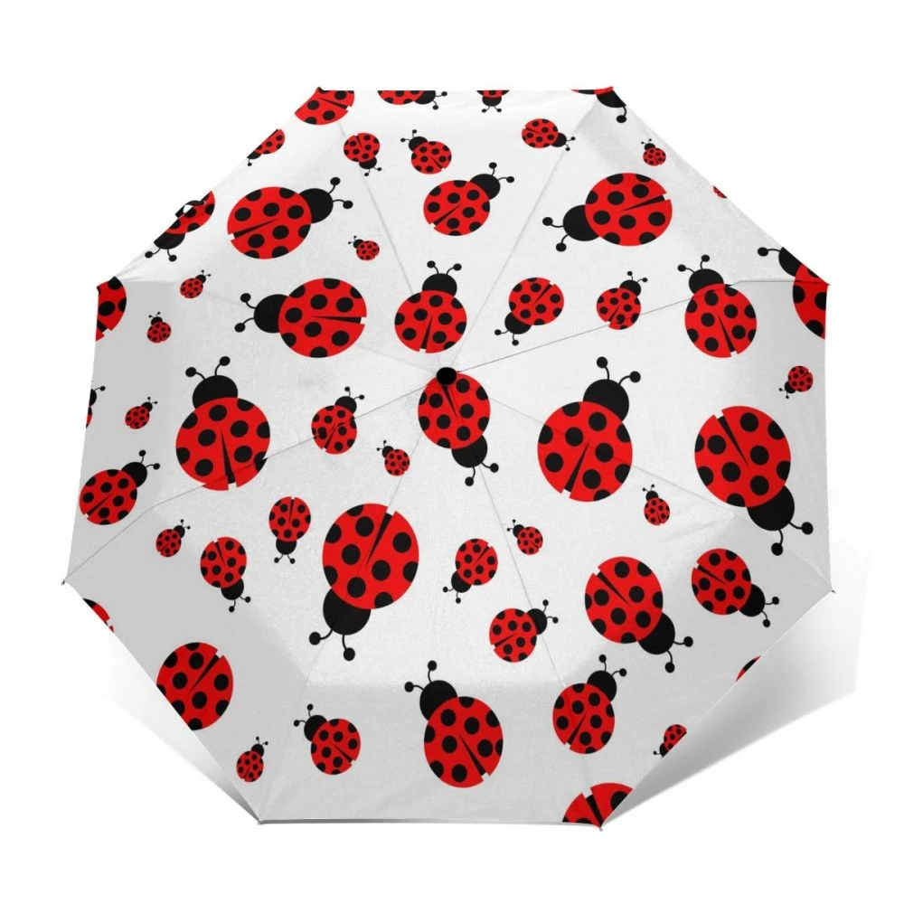 Paraguas totalmente automático resistente al viento, sombrilla plegable mariquita de dibujos animados para lluvia, 3, para viaje y coche|Paraguas| - AliExpress