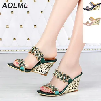 

Summer High Quality Sandals Women Wedge Platform Shoes Luxurious Rhinestone sandals Ladies High Heels Sandalias mujer 2020