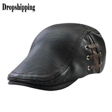 Зимние шапки для женщин, винтажная женская зимняя клетчатая шапка, кожаная мужская шапка, перфорированная шнуровка, осенние и зимние теплые береты# ZB