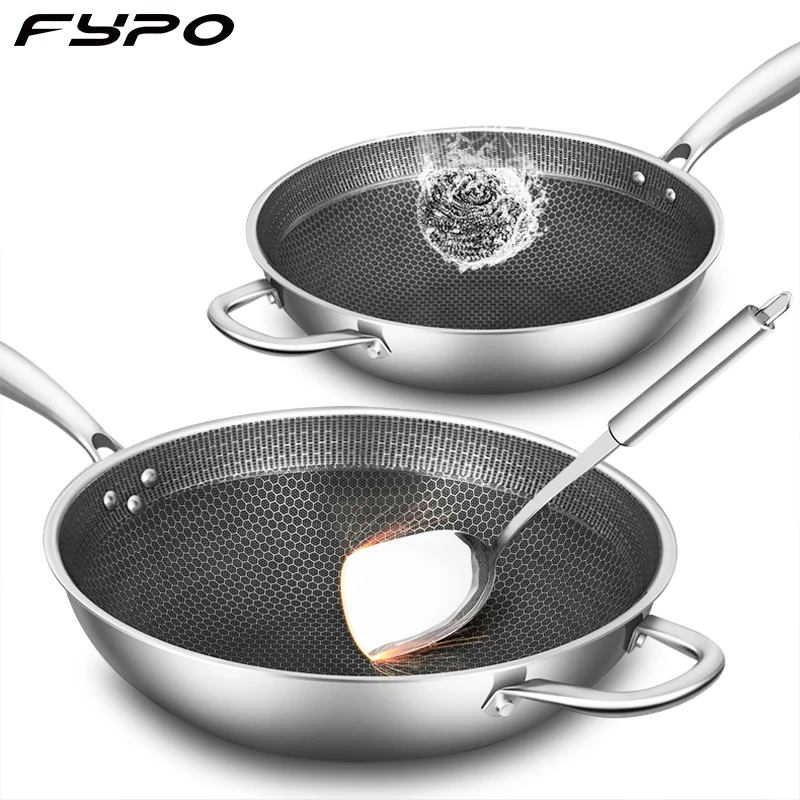 Wok in acciaio inossidabile, padella Wok antiaderente, fornello a Gas e  induzione - AliExpress