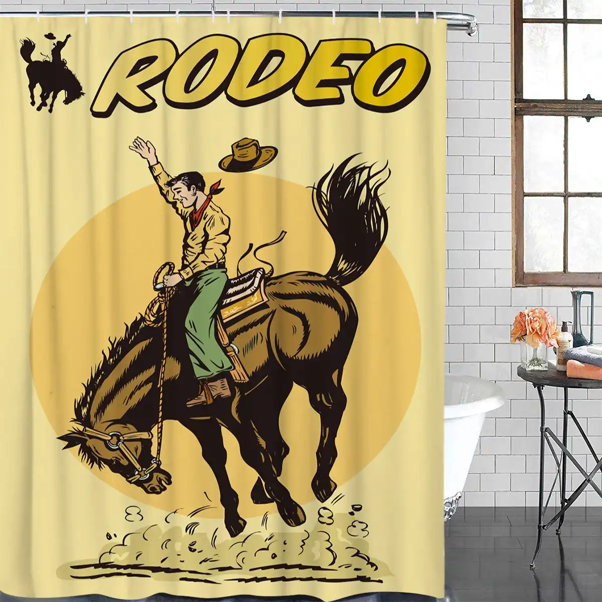 Rodeo Cowboy Horse Comic Art Shower Curtain Waterproof Bathroom Shower Curtain With Hook Accessory Bathroom Accessories Shower Curtains Aliexpress