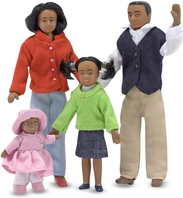 Mini Male Female House Family Doll Old Toys (Clothes are glued,because old toys, the dolls maybe with some defective)