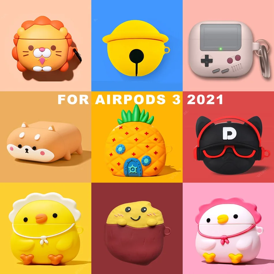 3D Hearphone Case For Airpods 2 3 Pro 1 Silicone Cute Earphone Cover for Apple Air Pods Earpods Charging BOX | Электроника