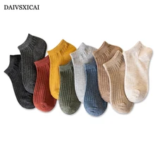3 пара/лот = 6 штук, летние невидимые женские носки, ретро полосатые трикотажные Модные женские хлопчатобумажные носки