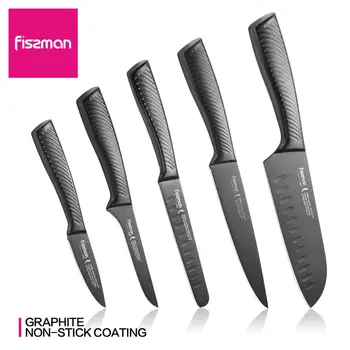 

Fissman SHINAI Series Stainless Steel Kitchen Knife Graphite Non-stick Santoku Cleaver Slicing Utility Knives Tool