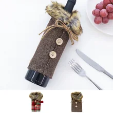 Рождественская бутылка вина воротник Кнопка бутылка пальто украшения для рождественской вечеринки прекрасный Рождество бутылки вина крышка для вечерние Декор Горячая