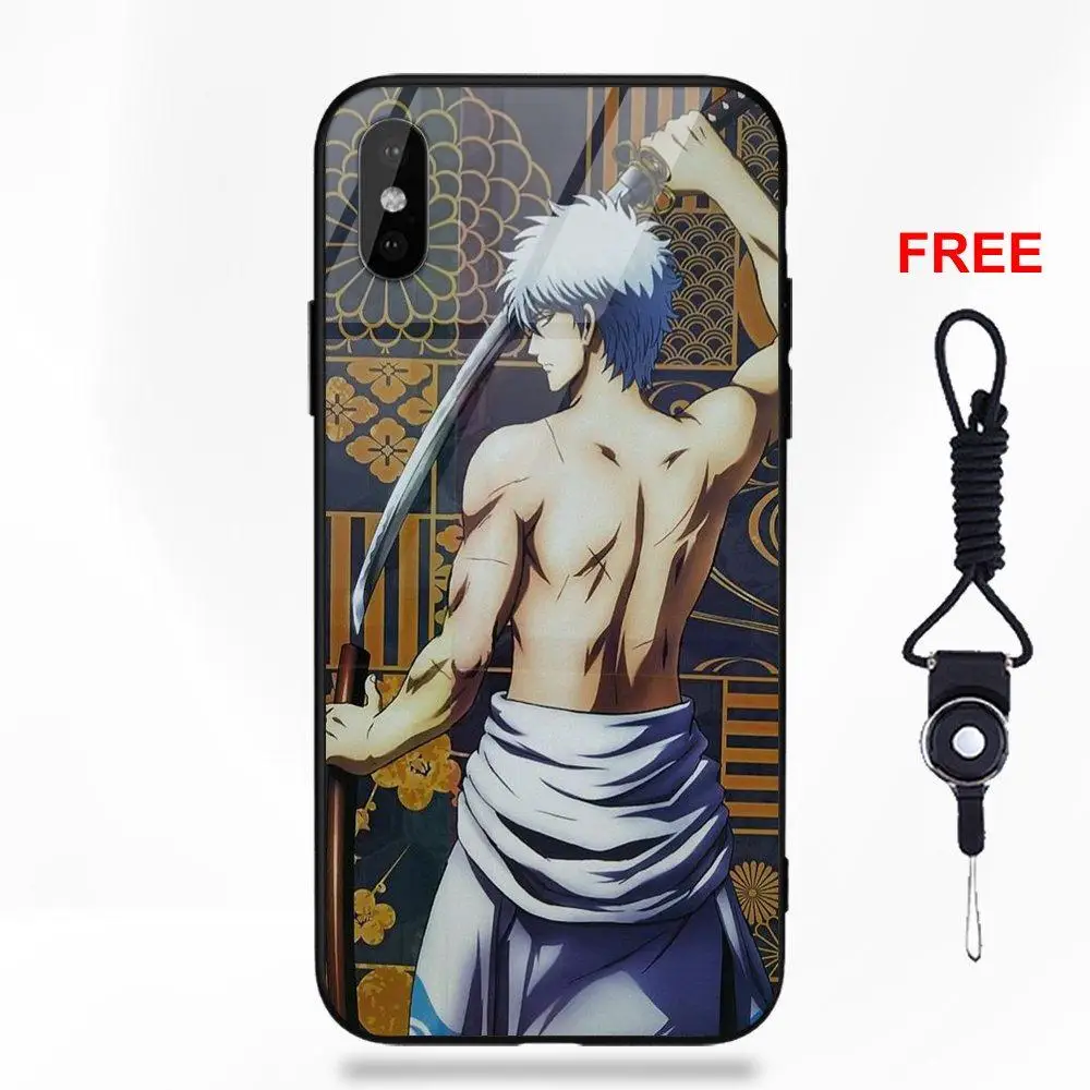 Gintama Gintoki Мягкий ТПУ чехол+ закаленное стекло для Apple iPhone 5 5C 5S SE 6 6S 7 8 Plus X XS Max XR - Цвет: as picture