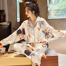 Women Pajamas  Simple Basic Long Pajamas Sets Women's Homewear Long Sleeved Trousers Spring Summer 2021 New Fashion Casual Suits