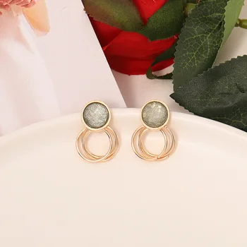 

925 Silver New Style South Korea Earrings Women's Elegant Circular Ring Ear Stud Cool Simple Fashion Ear Stud