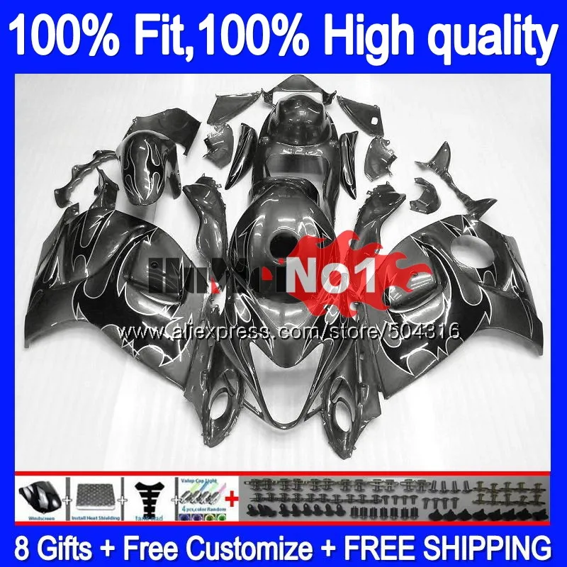 Инъекции для SUZUKI Hayabusa GSXR 1300 GSXR-1300 29MC. 106 GSXR1300 2008 2009 2010 2011 2012 08 09 10 11 12 обтекатель серый пламя - Цвет: No. 1