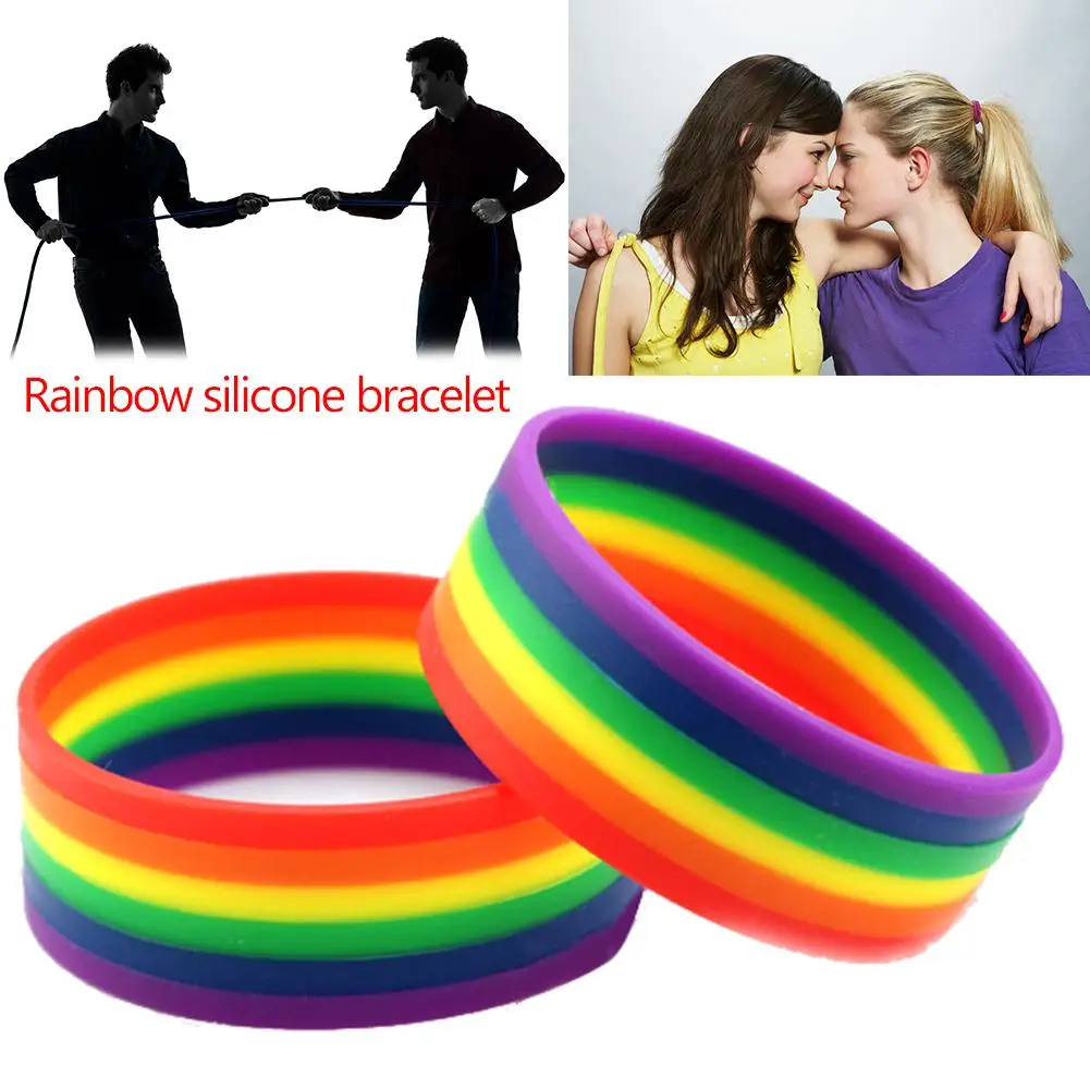 

Fashion Silicone Rubber Bracelet Rainbow Color Sports Bracelet Wristband Cuff Bracelets & Bangles Men Women Jewelry For Gifts