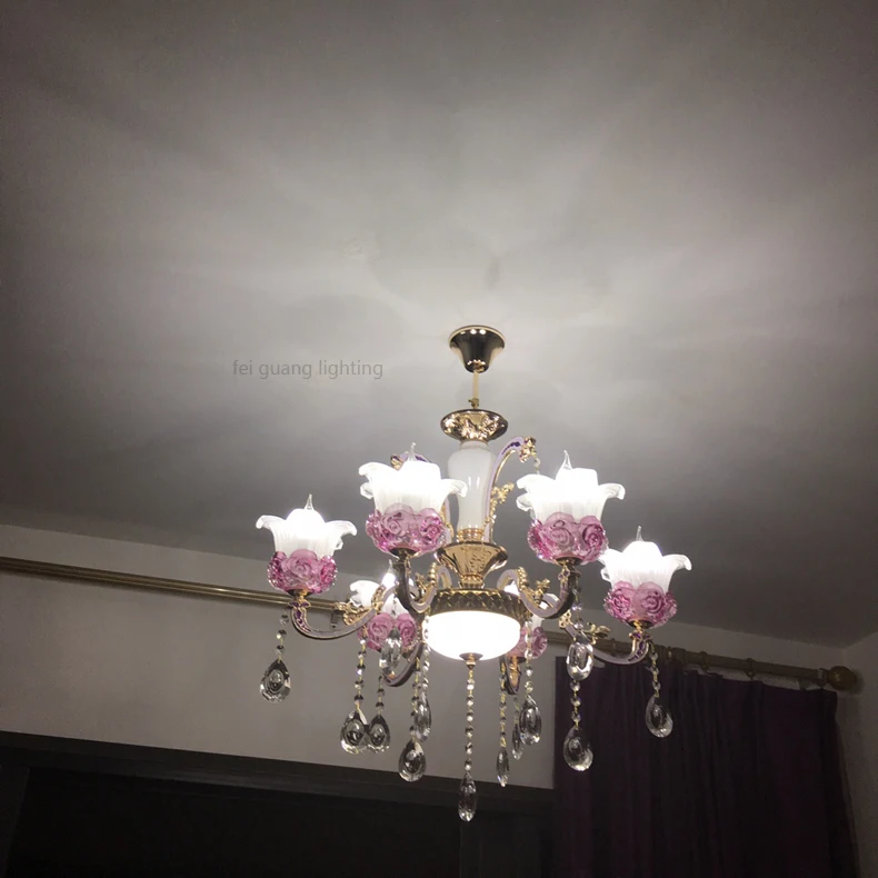 Европейская люстра из цинкового сплава, лампа для гостиной, лампы для отелей, прожекторы, романтичный хрустальный светильник для спальни, простой свечной светильник