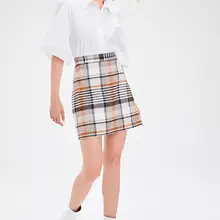 Trendyol Camel клетчатая юбка TWOAW20ET0104